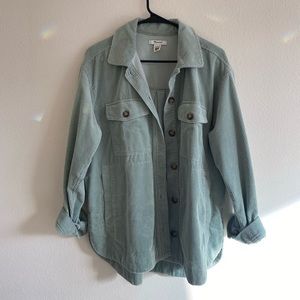 Madewell Seafoam Light Green Blue Corduroy Shirt-Jacket (Shacket)